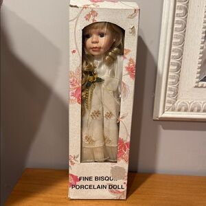 Vintage Fine Bisque Porcelain Doll with Blonde Hair